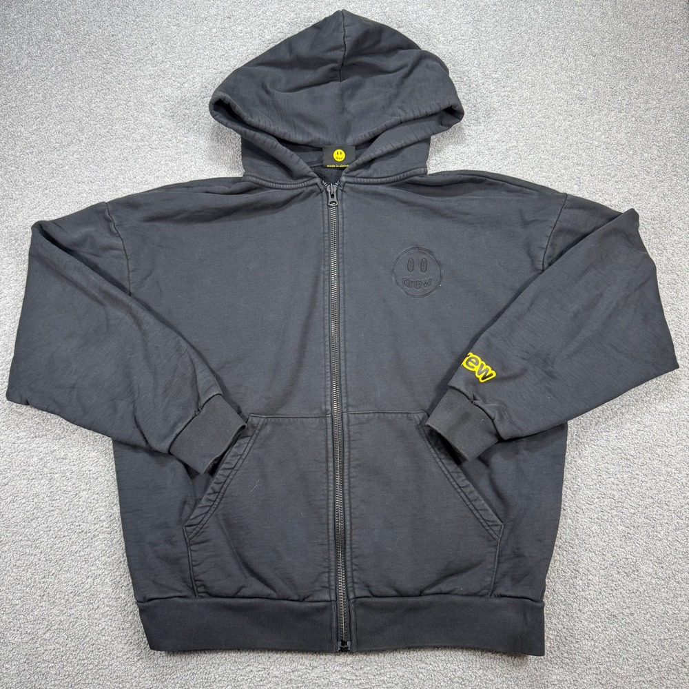Drew House Hoodie Men's Small Black Fleece Zip Up Oversized Pullover Sweatshirt
